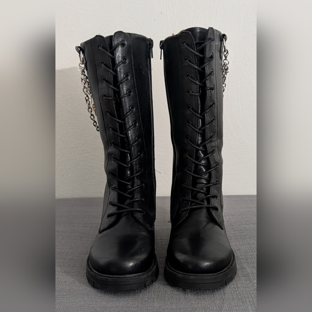 Dream Pairs knee high boots w/ removable charm chains, girls 5Y - Picture 2 of 9
